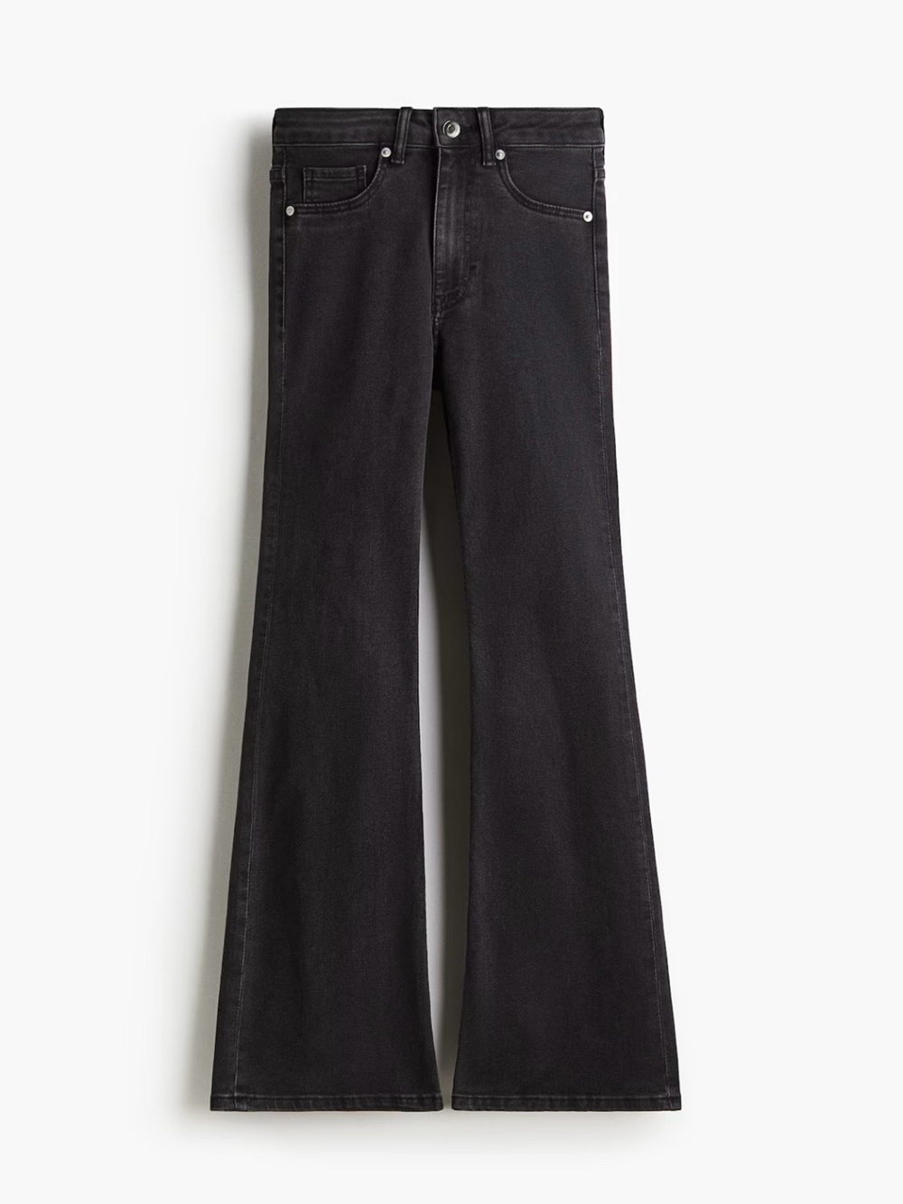 H&M Washed Black High-Rise Flare Jeans